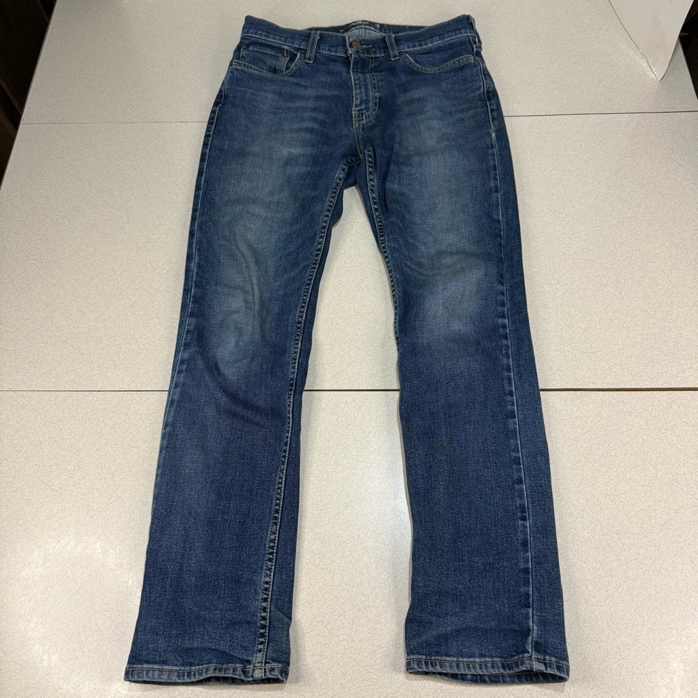 Hollister Women's Blue Denim Slim Straight Leg Jeans Medium Wash